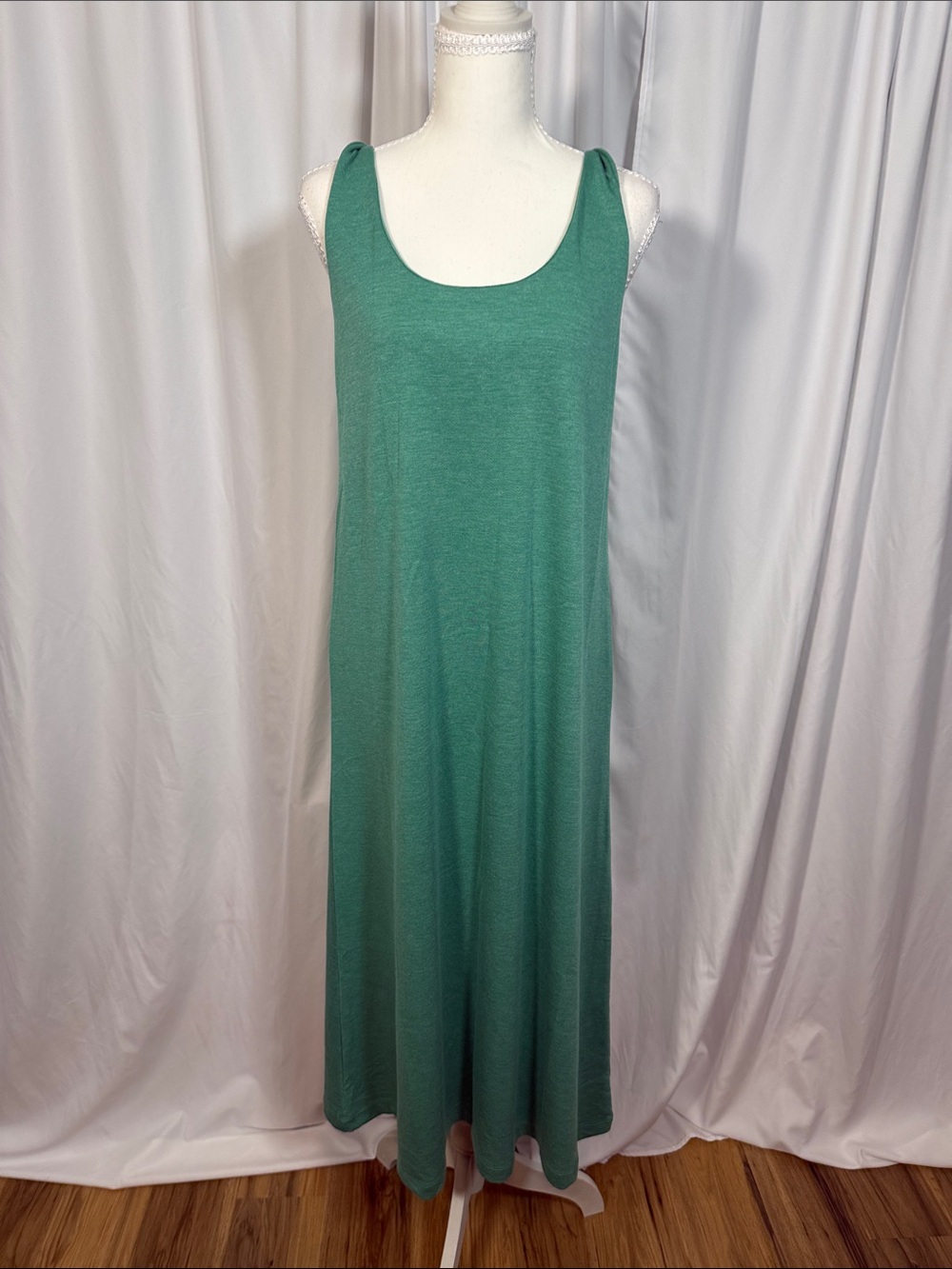Zenana Teal Green Sleeveless Midi Scoop Neck Dress